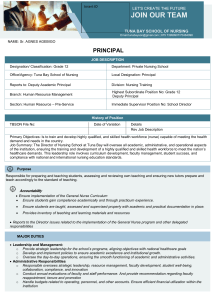 Principal Job Description - Tuna Bay School of Nursing