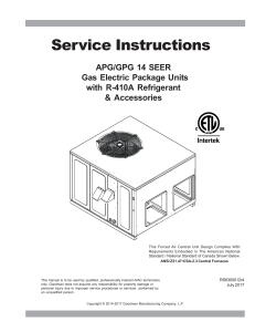 APG/GPG 14 SEER Gas Electric Package Unit Service Instructions