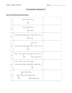 Branched Alkanes Worksheet #1