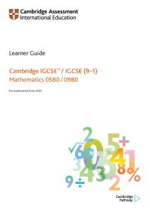 Cambridge IGCSE Mathematics Learner Guide