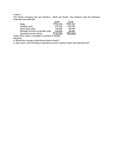 Managerial Accounting Problem Set