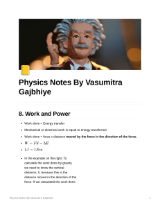 Physics Notes: Work, Power, Thermal Properties