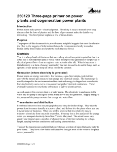 Power Plants & Cogeneration Primer