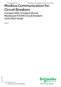 Modbus Communication for Circuit Breakers Quick Start Guide