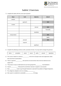 Academic Vocabulary Worksheet