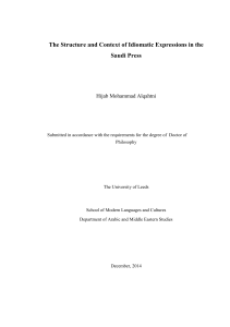 Idiomatic Expressions in Saudi Press: A Linguistic Analysis