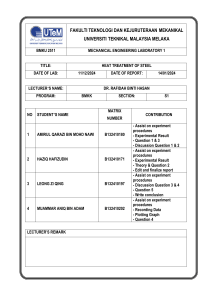 Heat Treatment of Steel Lab Report