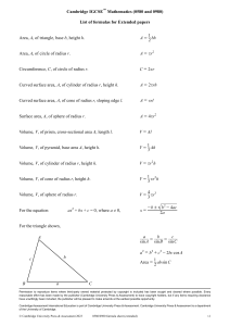 IGCSE Math Formula Sheet: Extended Papers