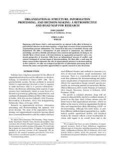 Org Structure, Info Processing & Decision-Making Research