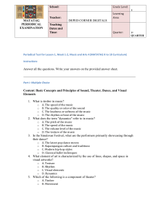 Grade 1 Music & Arts Periodical Test: Sound, Theater, Dance