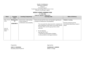 Grade 10 Math Weekly Learning Plan: Combinatorics & Probability