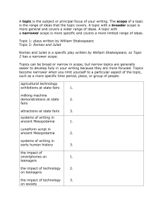 Topic Scope Worksheet: Broad vs. Narrow Topics