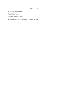 Photovoltaic Power Lab Report