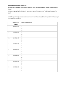 Harmonogram Egzaminu Ustnego Krajoznawstwo