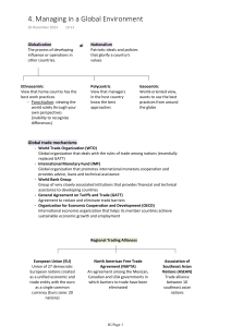 Managing in a Global Environment: Lecture Notes