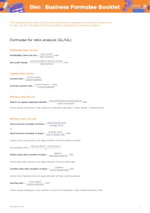 Business Management Formulae Booklet