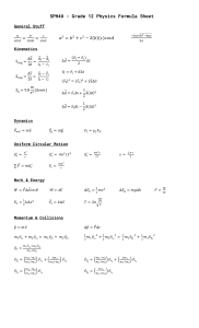 Grade 12 Physics Formula Sheet