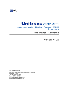 ZXMP M721 Performance Reference: WDM Equipment Specs