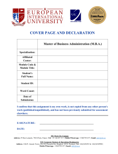 MBA Assignment Cover Page Template