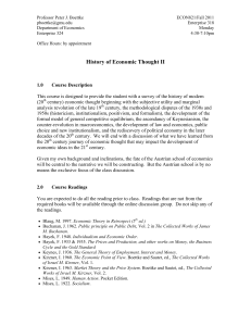 History of Economic Thought II Syllabus