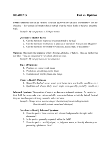 Fact vs. Opinion Worksheet