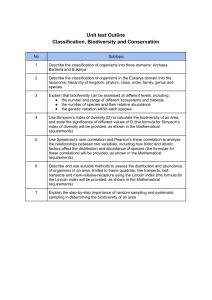 Unit Test Outline: Classification, Biodiversity, Conservation