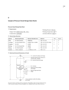 Pressure Vessel Design Data Sheet Sample