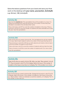 Spreadsheet Activity Instructions