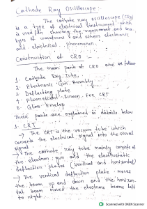 Cathode Ray Oscilloscope (CRO) Lecture Notes