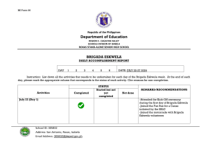 Brigada Eskwela Daily Accomplishment Report