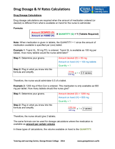 drug dosage and iv rates calculations