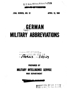 GERMAN MILITARY ABBREVIATIONS MIS 461 1943