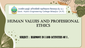 Human Values & Professional Ethics: Harmony in Self