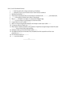 Combined Science Worksheet: Cells, Gravity, Matter