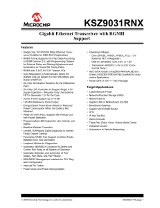 KSZ9031RNX Gigabit Ethernet Transceiver Datasheet