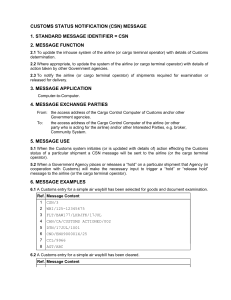 Customs Status Notification (CSN) Message Specification