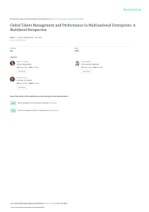 Global Talent Management & MNE Performance: A Multilevel View