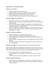 Opportunity Cost Worksheet