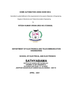 Home Automation Project Report Using Node MCU