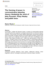 Power in Communicative Planning Theory: Forester, Healey, Innes