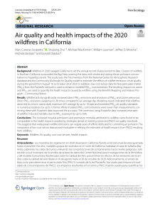 Air Quality & Health Impacts of 2020 California Wildfires