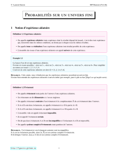 Probabilités sur un univers fini : cours complet