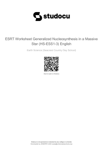 Nucleosynthesis in Massive Stars Worksheet