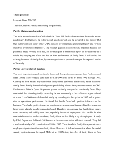 Family Firms Performance During Pandemic: Thesis Proposal