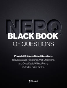 NEPQ Black Book of Questions: Sales Training Guide