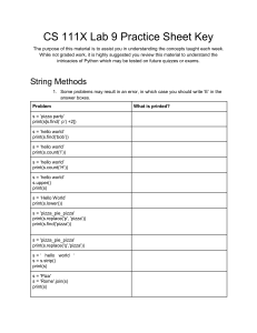 Python String & List Methods Practice Sheet