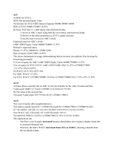 Financial Analysis: ROE, Leverage, WACC, Firm Valuation