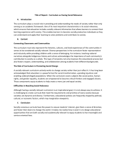 Curriculum Social Relevance Report