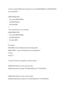 Script SQL: Creación, Modificación y Consultas de Tablas