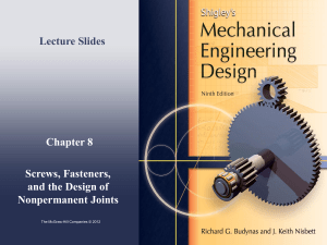 Screws, Fasteners, and Nonpermanent Joints Design